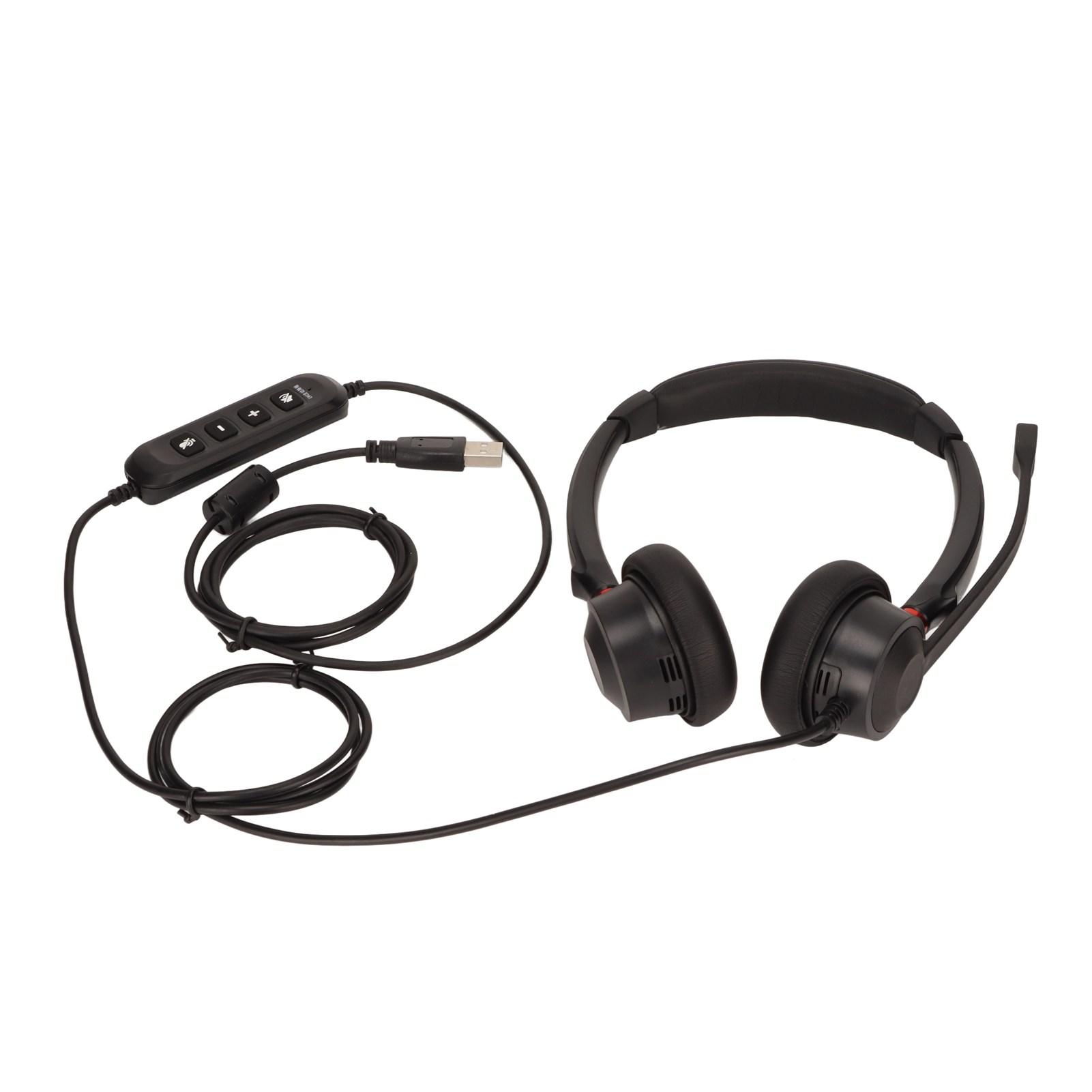 

Офисная гарнитура с двумя наушниками ENC, активным шумоподавлением, регулировкой громкости, отключением звука, USB-разъемом