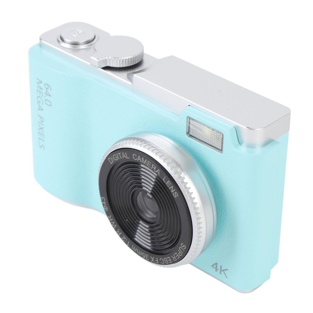 4K Digital Camera 64MP HD 2.4 Inch IPS Screen 16x Digital Zoom Compact Travel Camera with Built in Mic for Teens