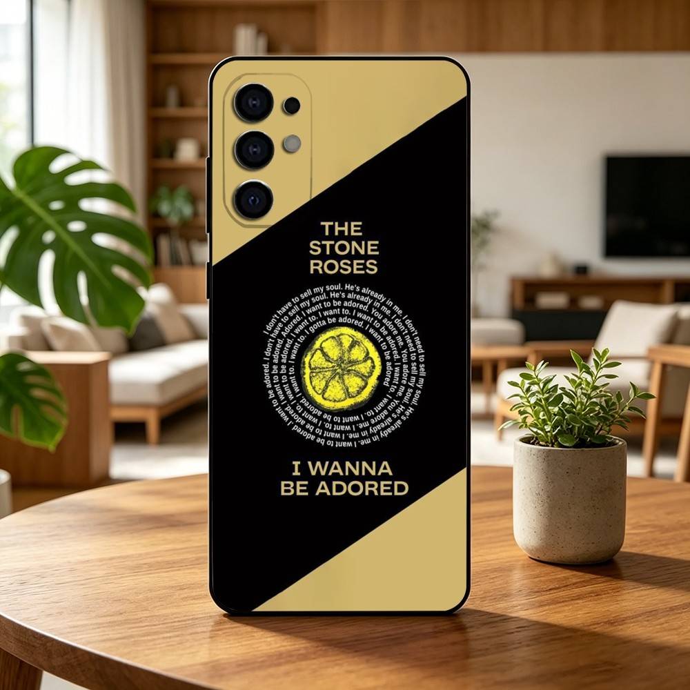 Custodia per Telefono S-Stone Z-Roses Band Singer per Samsung S25,S24,S21,S22,S23,S30,Ultra,S20,Plus,Fe,Cover Nera in Morbido Silicone