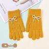 Women's Winter Knit Bow Pearl Gloves