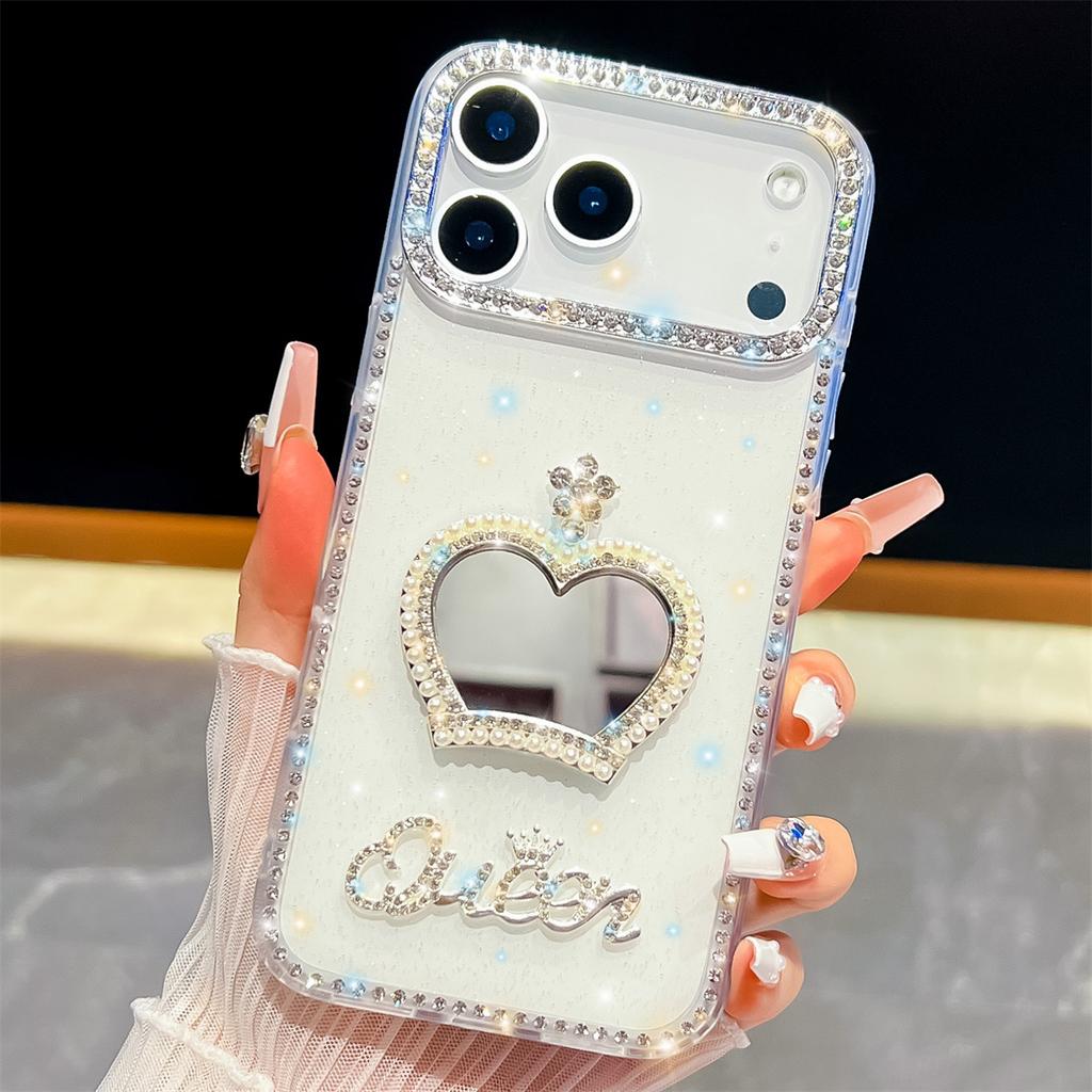 Handmade Sparkly Diamond Crown Mirror IMD Phone Case, Compatible with iPhone 13,iPhone 14,iPhone 15,iPhone 16,iPhone 17 Series