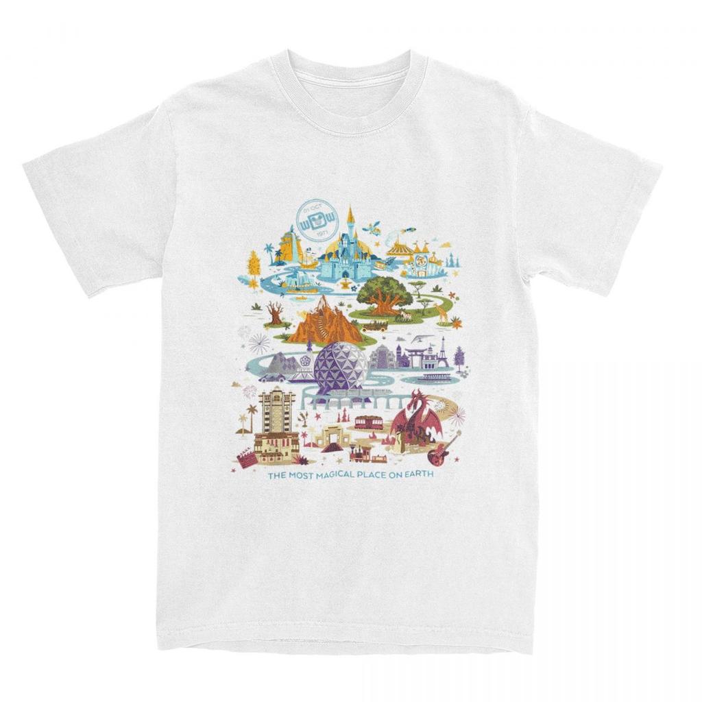 Walt  T-Shirts Men Women World 50th Anniversary Pure Cotton Tee Shirt Round Collar T Shirts Plus Size Tops