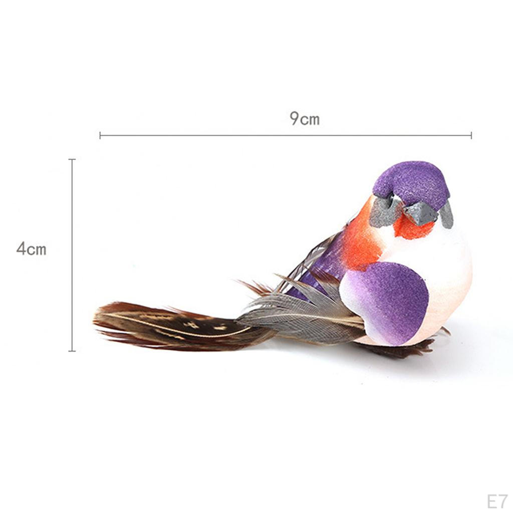 12 Pcs Birds Figurines Artificial Foam feather type bird for crafts Decoration home and garden