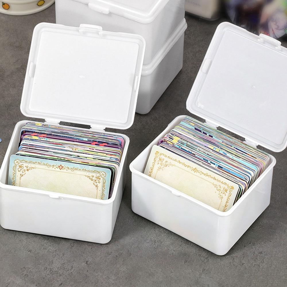 Flip-Lid Card Storage Box Durable Plastic Card Organizer Desktop Container Collectible Card Holder For Trading Game Card