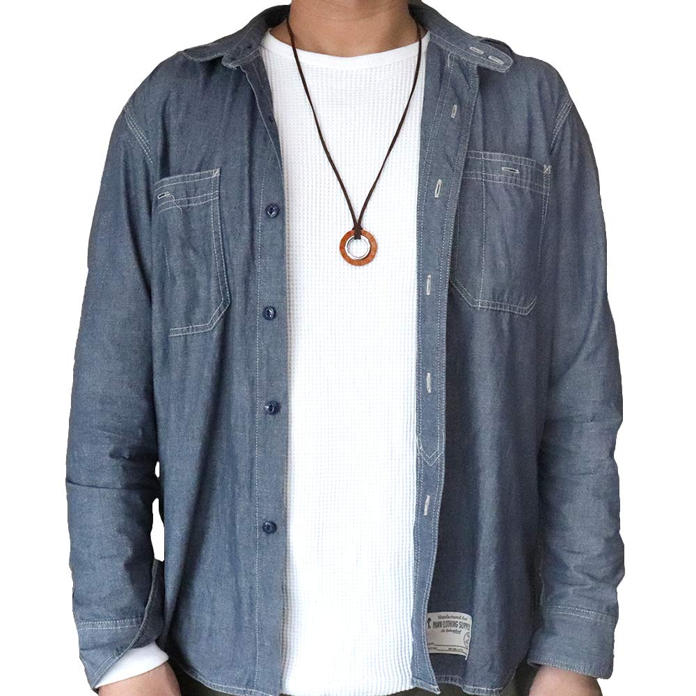 Leather Ring Necklace with Roman Numeral Dial and Long Glasses Men's Holder, Camel, smne-024