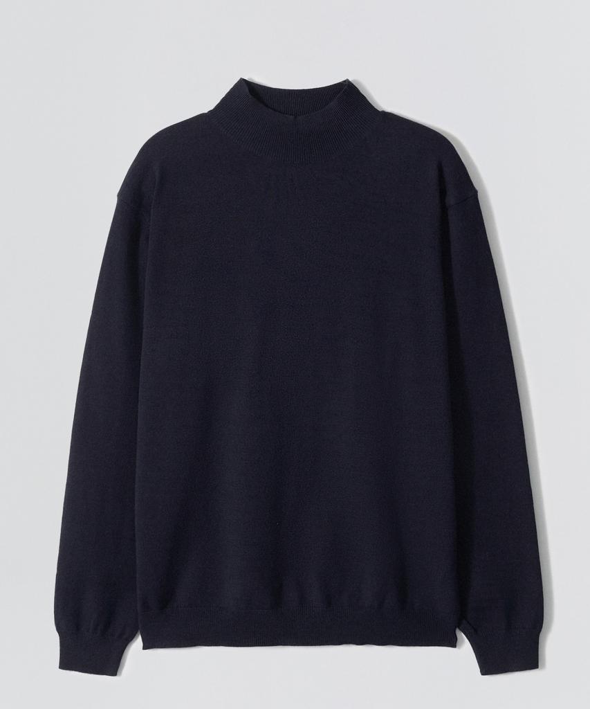 EZIO Half Mock Neck Knit_Navy