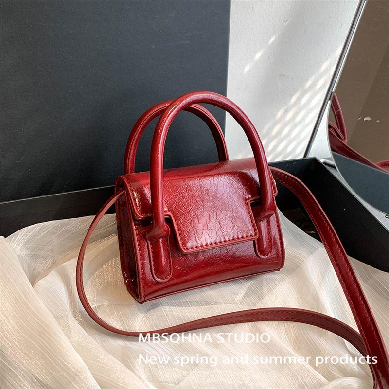 

Mbsqhna Autumn Winter Retro Mini Bag Female 2024 New Arrival Western Style Satchel Small Square Bag Crossbody Lipstick Pack Red