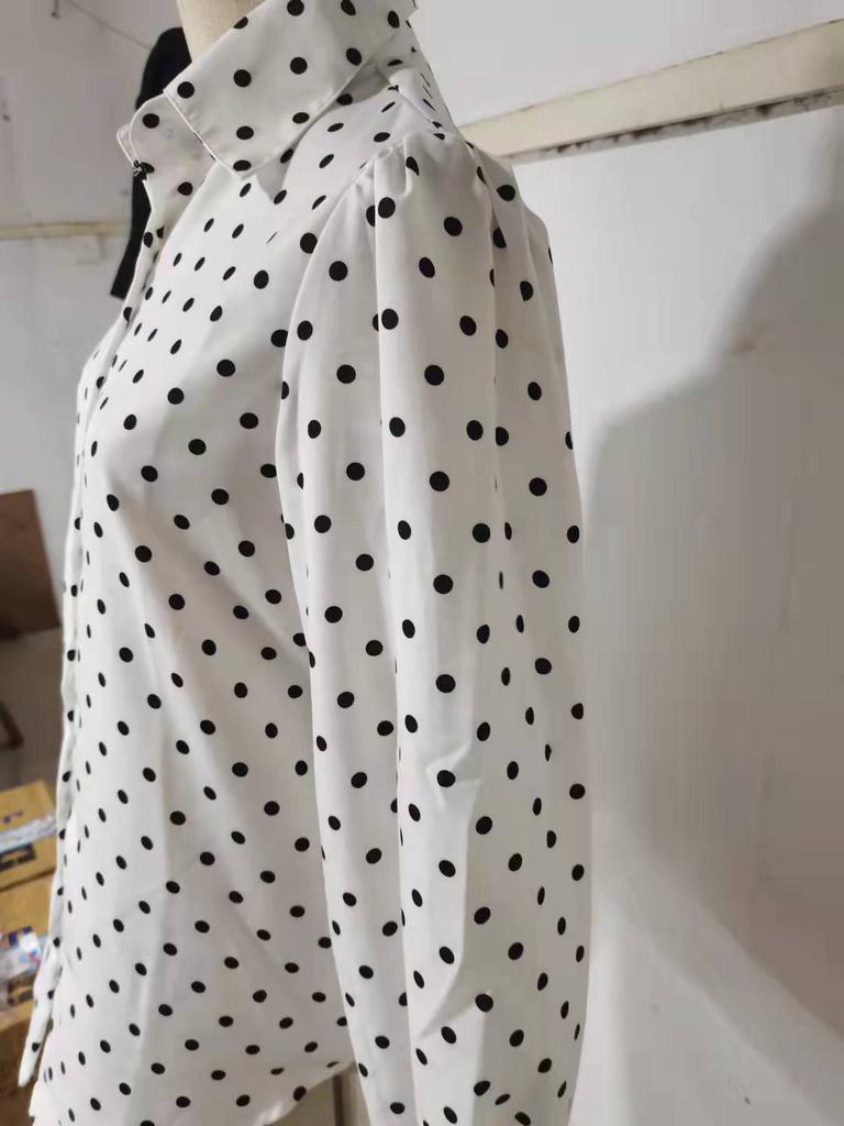 1116 Stile moda europeo e americano colletto a revers pois top ampio manica a lanterna camicia in chiffon camicia a maniche lunghe da donna