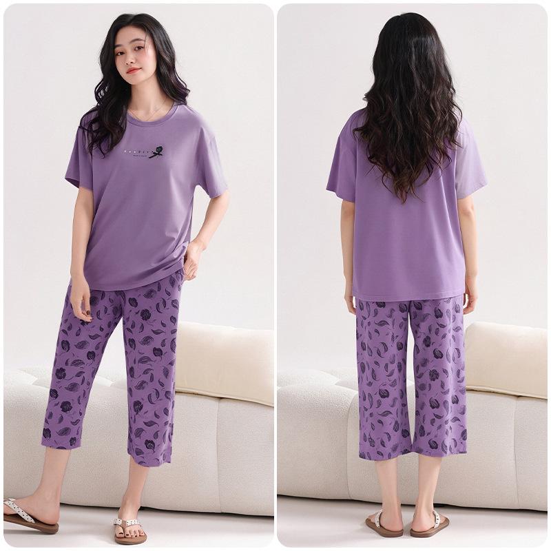 2026 Summer Women's Breathable Cotton Pajamas Set - Lightweight, Seven-Point Sleeve, Indoor/Outdoor Wear