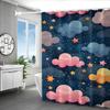 Colorful Cloud & Starry Night Shower Curtain - Vibrant Cartoon Design, No Drill Needed, 70x70 Inches, Bathroom Decor