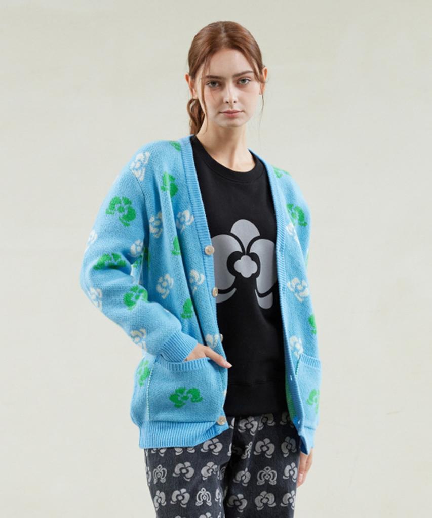 YUJEEOT Phalaenopsis Logo Cardigan - Sky Blue, Pink