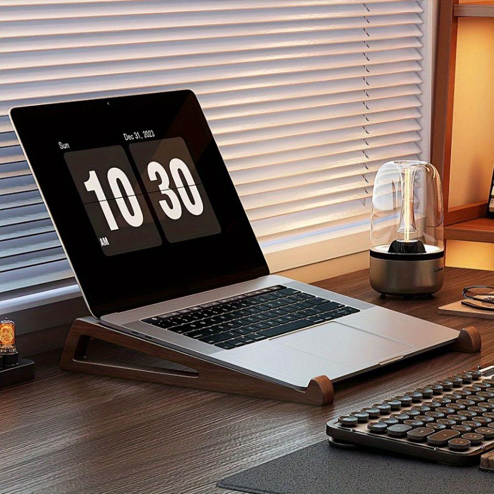 Neuer belüfteter ergonomischer Holz-Laptop-Ständer, tragbarer verstellbarer Winkel (12°) Laptop-Halterung für 10-17 Zoll