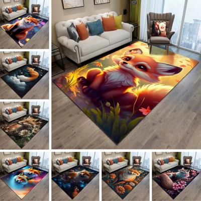 Cartoon Animals Colour Fox 3D Print Rug Carpets for Living Room Home Decor Carpet Children Bedroom Play Soft Non-slip Large Mat