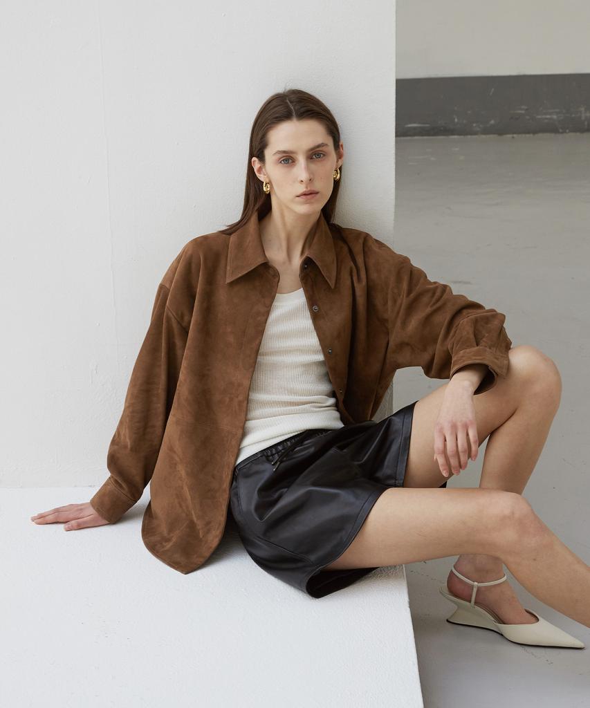 Verdemar Italian Suede Overfit Shirt Jk_Mocha Mousse