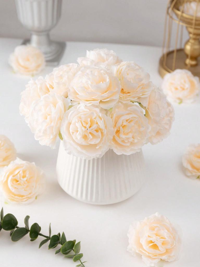 1Pcs Artificial Peony Flower Heads Rose Red Faux Flower Silk Artificial Flower Heads Simulated Penoy For Wedding Party Decoration, Cake Decoration