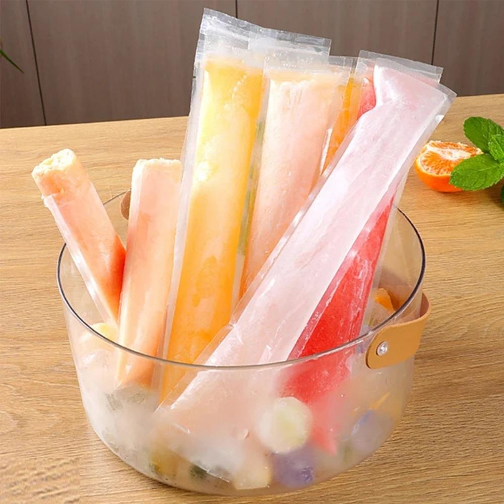 50pcs Zip Seals Ice Popsicle Bags With Silicone Funnel Ice Lolly Bag Homemade Ice Cream Bags  Yogurt