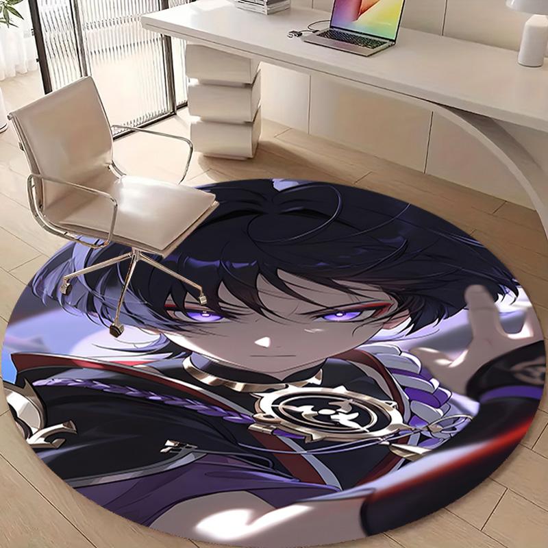 1pc Genshin Impact Wanderer2 Design Printed Area Round Carpet for Bedroom Living Room Home Decor Rugs Mat Non Slip Mat Rug for Bedside