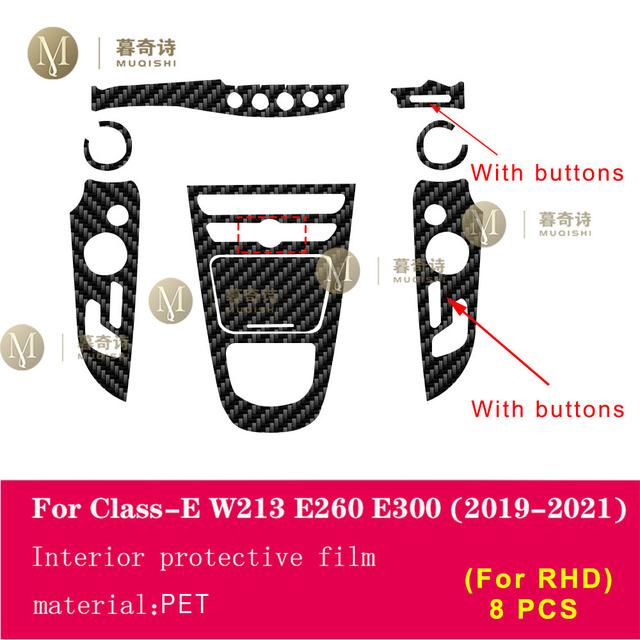 Pentru Mercedes Benz W213 Class-E Coupe - Film interior auto din fibră de carbon 5D PET Consolă centrală Film anti zgârieturi PPF