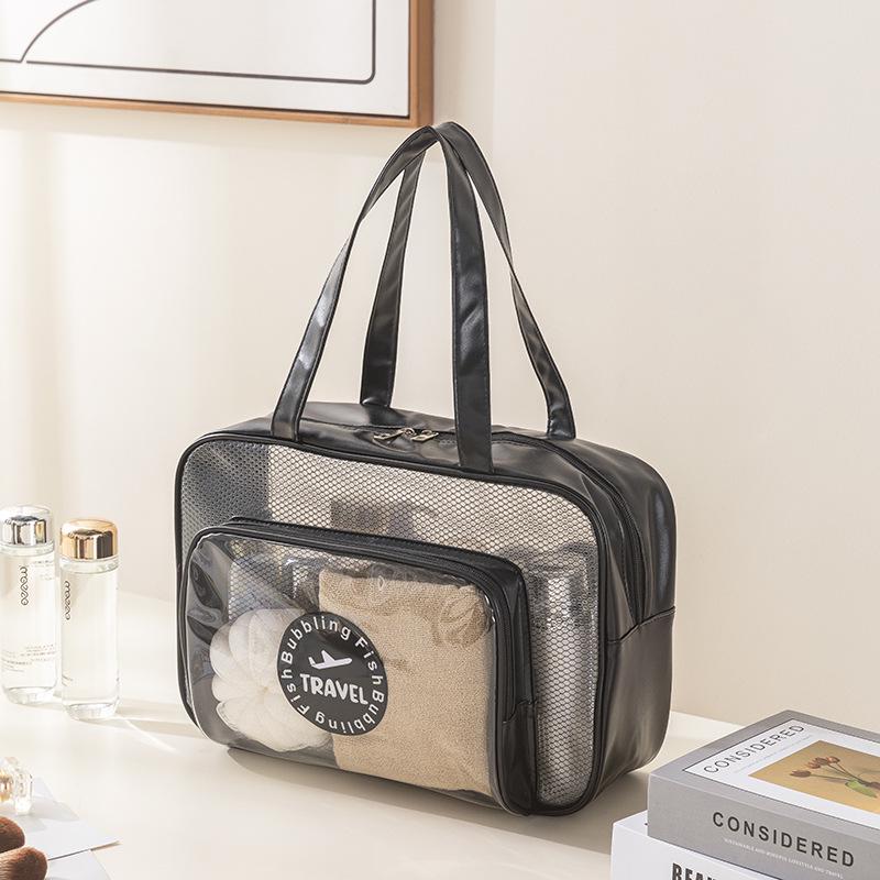Large Waterproof PU Travel Bag - Wet/Dry Separation, Portable Fitness & Toiletry Storage