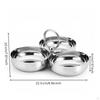 Triple Snack Bowl with Handle Stainless Steel 3Compartment Server Silver