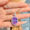 Foydjew Luxury Oval Ice Flower Cut Purple/Orange Cubic Zirconia Pendant Necklaces Earrings Rings Wedding Zircon Sets For Women