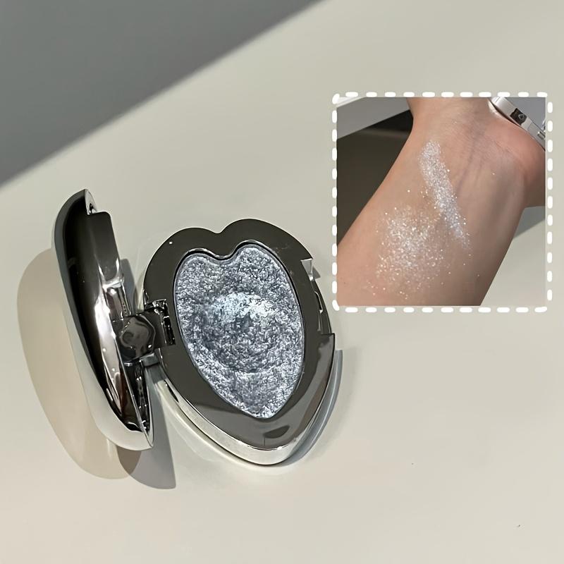 Metallic Glitter Heart Monochrome Eyeshadow Palette, Waterproof & Sweatproof, Soft Blend Formula, Suitable for Music Festivals, Stage Performances
