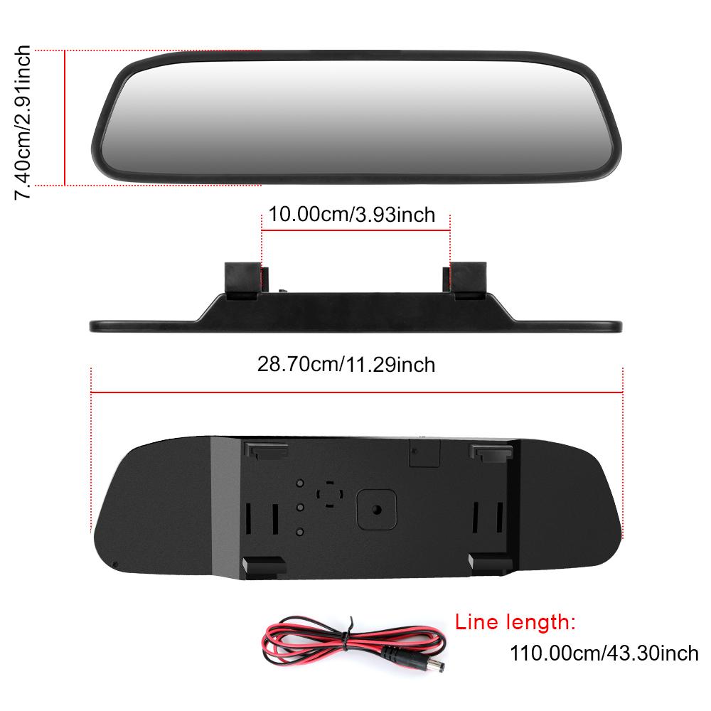 Universal Car Rearview Mirror Display HD Video Auto Parking Monitor TFT LCD Color Monitor 4.3 Inch Rearview