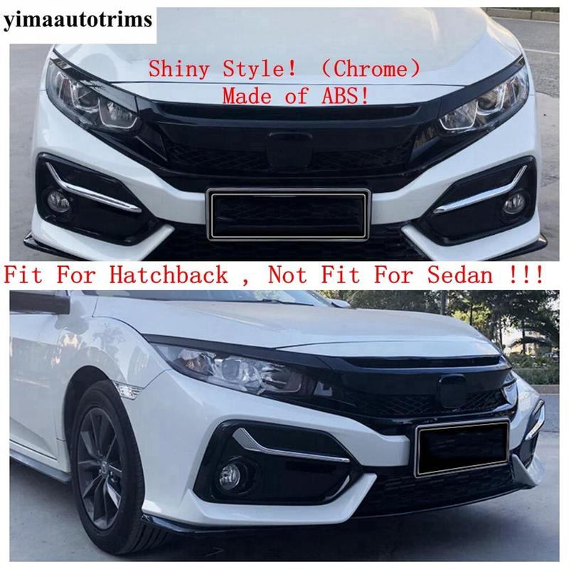 Front Rear Bumper Fog Lights Lamps Eyelid Eyebrow Strip Cover Trim For Honda Civic Hatchback   Carbon Fiber Accessories