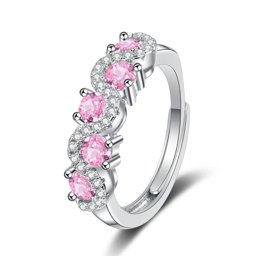 Women's Color Gem Wave Ring - High-Quality Light Luxury Fashion with Twisted Wire Design