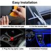 Cold Light EL Wire Interior Car LED Strip Lights, 197 Inch Neon Glowing El Wire Lights Ambient Lighting Kits for Car Decorations
