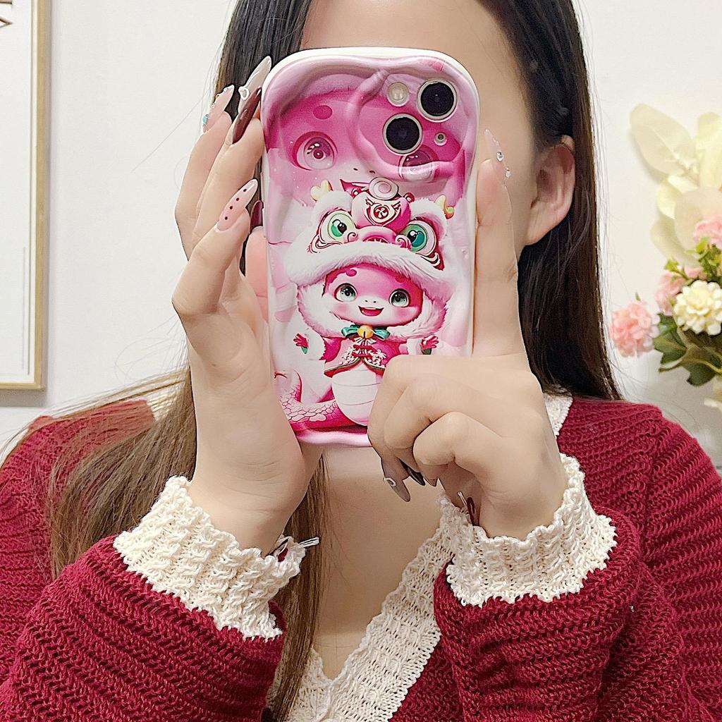 Silicone Case for Xiaomi Redmi Note 14 13 Samsung A56 A26 A36 Oppo A3 A5 Pro Tecno Spark 30C Funda Cartoon Snake New Year Cover Soft TPU Bumper