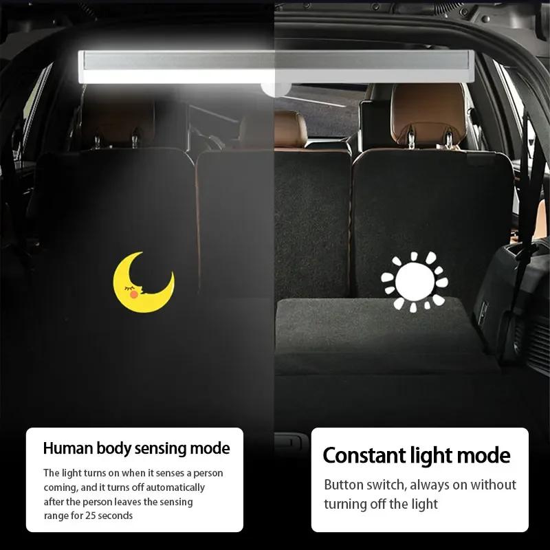 Rechargeable Car LED Sensor Light Wireless Magnetic Mount Auto Motion Induction Ambient Lighting for Auto Hood USB Portable