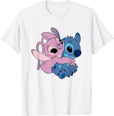T-shirt Lilo & Stitch Mignon Ange & Stitch Étreignant Logo de Poitrine