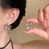 Silver Hollow Five-Pointed Star Ear Buckle Women'S Niche Design Simple Earrings Fashion Temperament Versatile Earrings