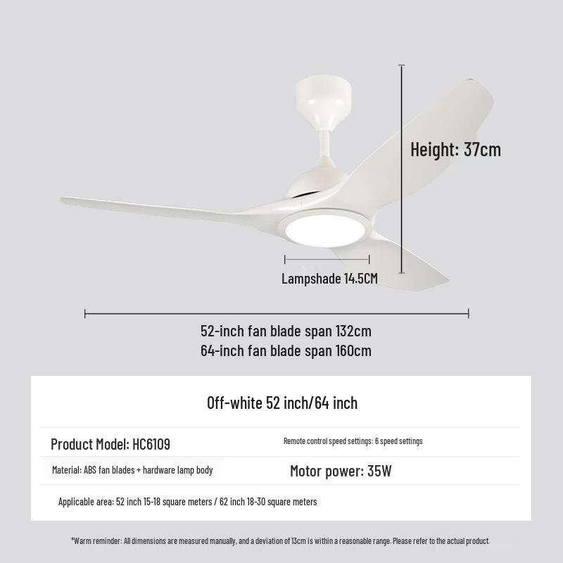 Smart Remote-Control LED Ceiling Fan with Silent Variable Frequency for Living and Dining Rooms