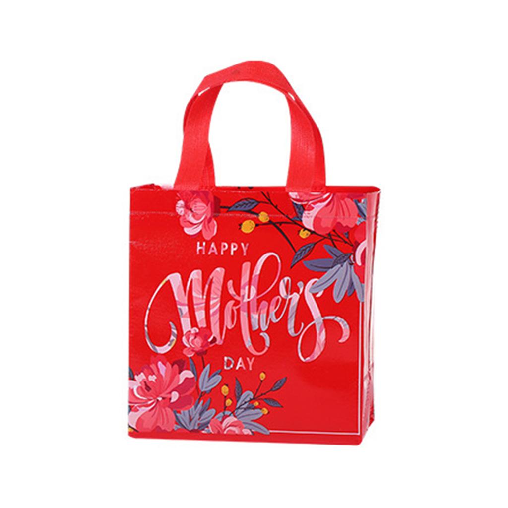 Thank You Bags Mothers Day Tote Gift Bags Floral Non-Woven Candy Bags with Handle Party Favor Reusable Gift Wrapping Bag
