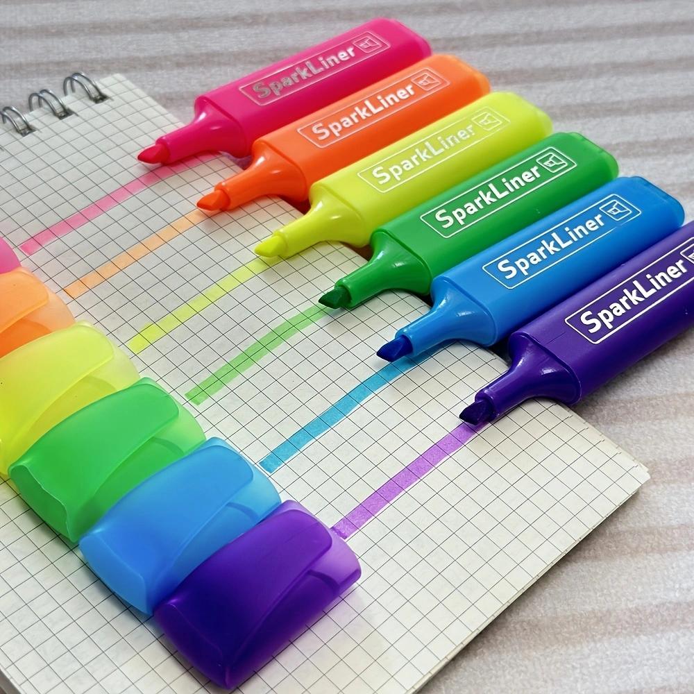 6pcs Neon Highlighter Pen Set – Chisel Tip Markers with Quick-Drying Water-Based Ink for Bright, Smooth Highlighting