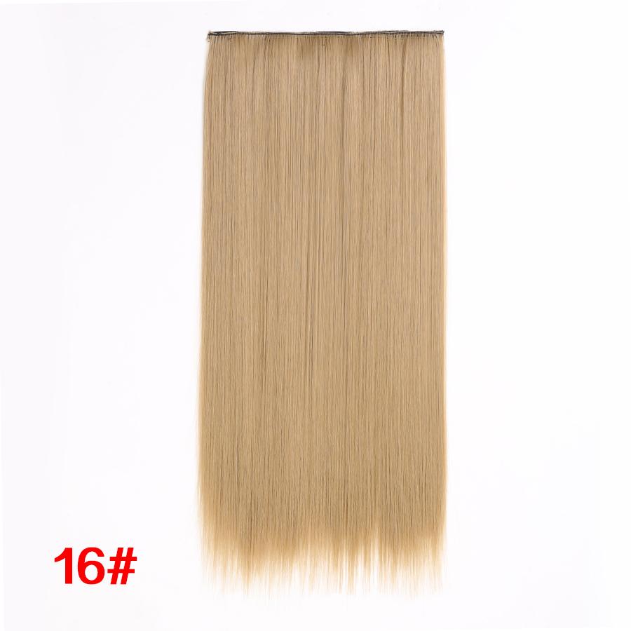 Leeons 5 Clips In Hair Extensions Synthetic Straight Heat-Resisting Fiber Clip On 24 Inch Blonde Brown Fashion Color For Women