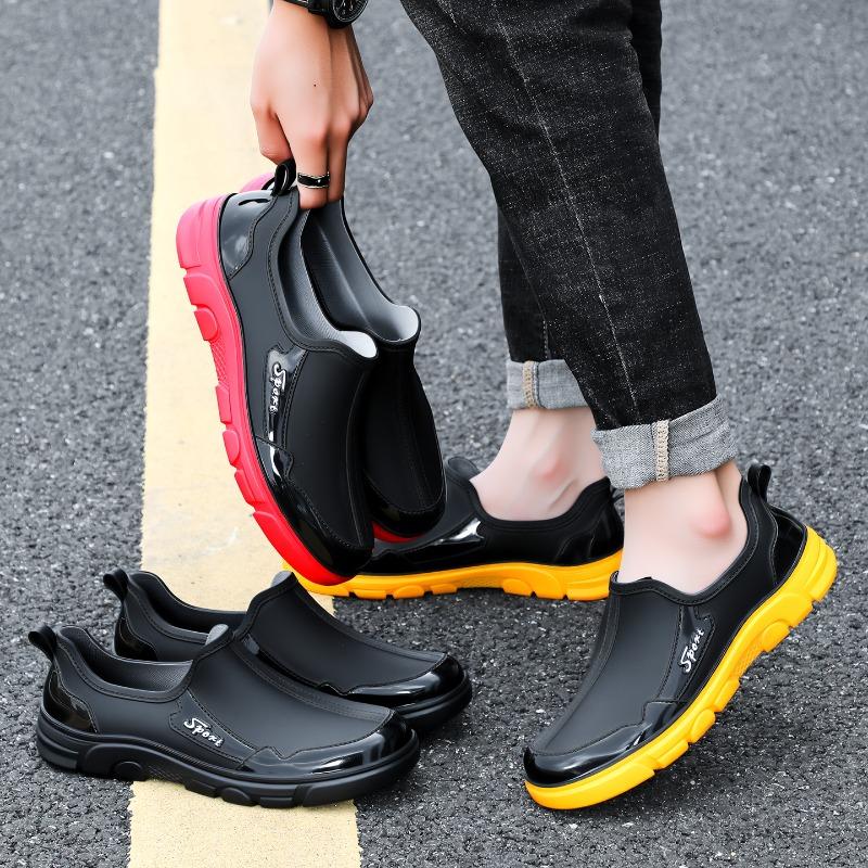 Fashion short rain shoes men's and women's four-season work shoes low-top non-slip water shoes fishing waterproof glue shoes