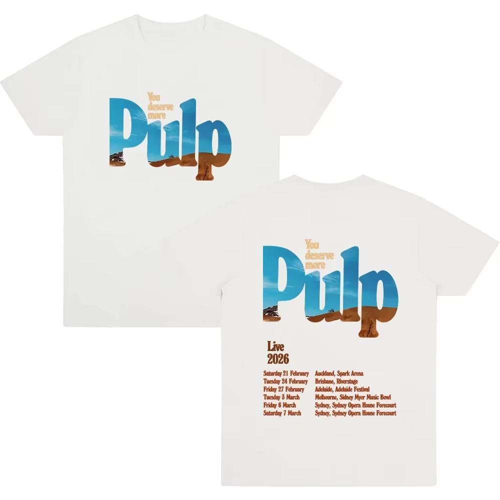 Pulp Band Live 2026 Koszulki Rockowy Zespół Nadruk Koszulki Grunge Hip Hop Unisex Bawełna Duży Rozmiar Streetwear Codzienne Noszenie Fajny Top