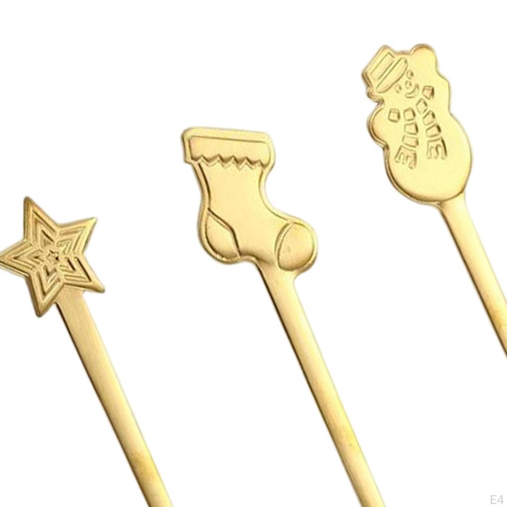 4 Pieces Long Christmas Metal Spoons Set Dessert for Latte Coffee Macchiato