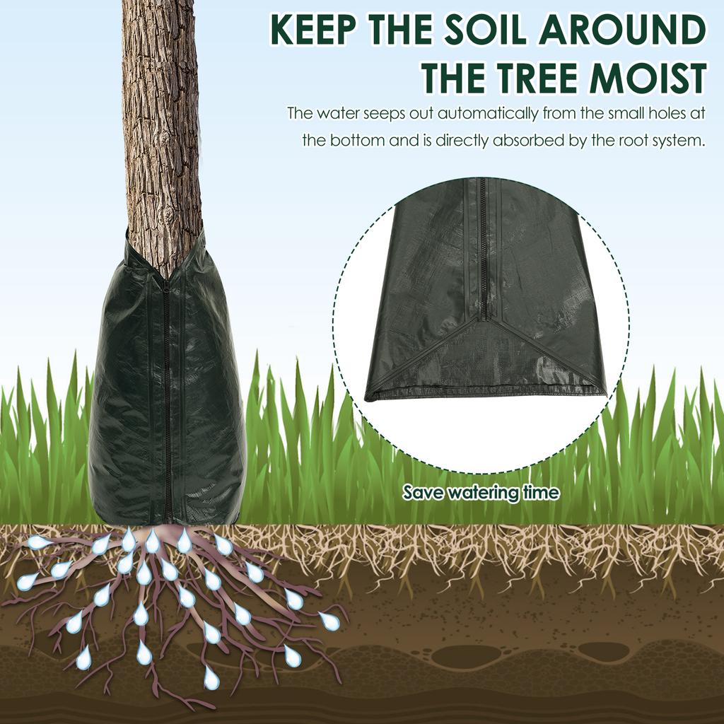 4Pcs 20 Gallon Thickened Tree Watering Bag Reusable Garden Lawn Drip Irrigation System With Zipper for Tree Deep Root Watering