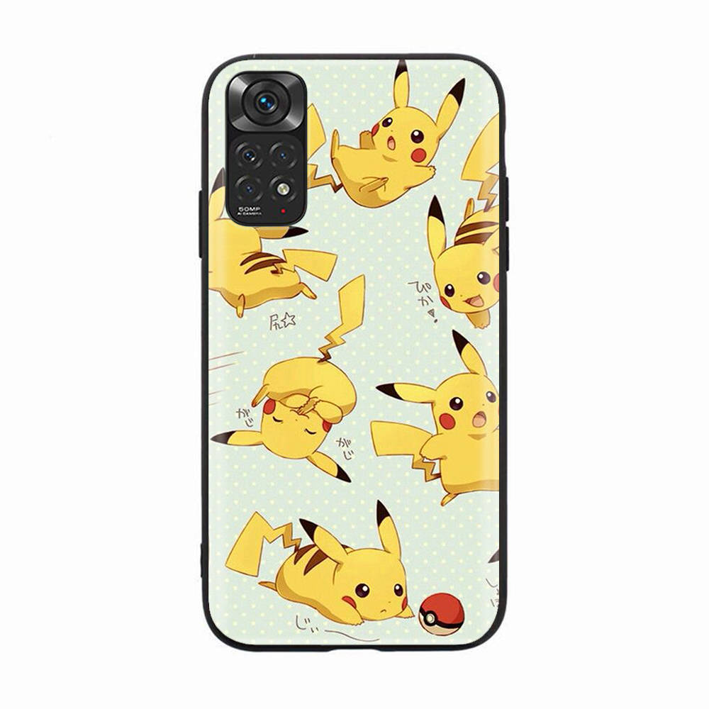 Black Case for OPPO Reno 8 6 5 4 Pro Plus Find X3 A17 A3 A31 A38 A40 A53 A54 A55 A74 A76 A78 A77 A80 A94 A95 A96 Lite K-88 Pikachu Pokemon