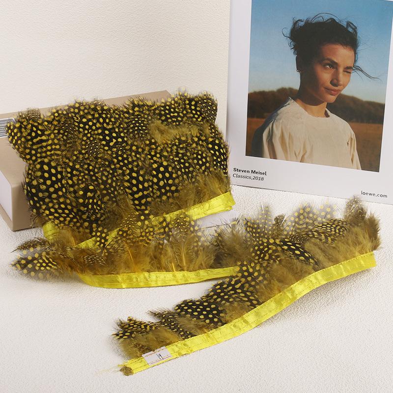 1 Meter Colored Feather Pearl Feather With Cloth Strap Chicken Feather Diy Jewelry Handicraft Accessories Clothing Accessories