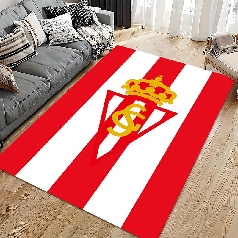 Red and White Striped Crown Logo suitable as a non-slip mat for the living room or bedroom sofa