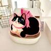 Cartoon Bow Black Cat Hand Towel Cute And Lucky Cat Plush Absorbent Towel Black Cat Strong Absorbent Hand Towel