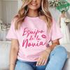 Spanish Bridal Wedding Engagement Party Shirts Rainbow Graphic Tees, Team Bride Squad Blouses Girl Bachelorette Hen Party Tops