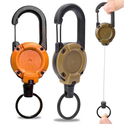 Retractable Heavy Duty Pull Reel Carabiner Key Chains Outdoor Buckle Rope Key Keychain Str Z1C4