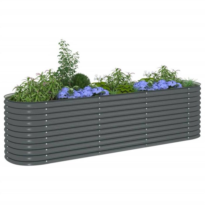 Jardinière - vidaXL - 320x80x81 cm - Acier galvanisé - Gris - Rectangulaire