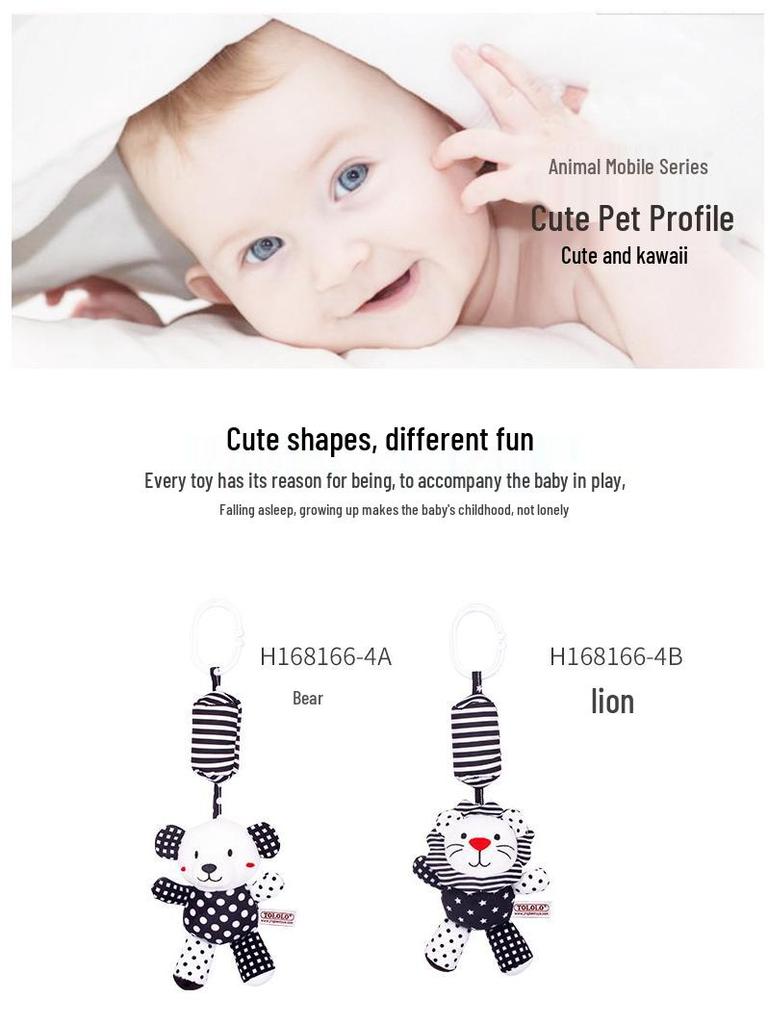TOLOLO Baby Cartoon Animal Black & White Crib Mobile Toy